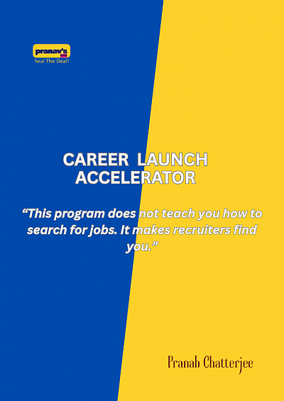 A high-impact promotional image for Pranab Chatterjee’s Career Launch Accelerator. The text emphasizes that the program focuses on personal branding and employability so that recruiters actively seek out candidates rather than just teaching traditional job searching.  File Name: career-launch-accelerator-recruiter-strategy.png